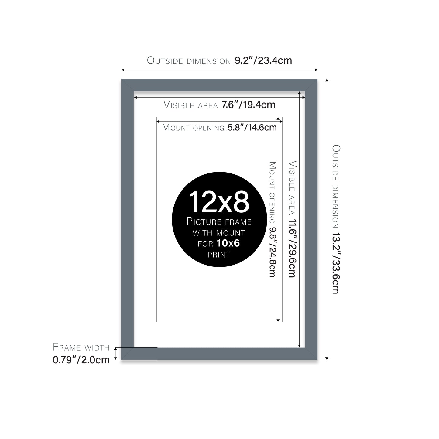 Grey Picture Frame 20mm Edge