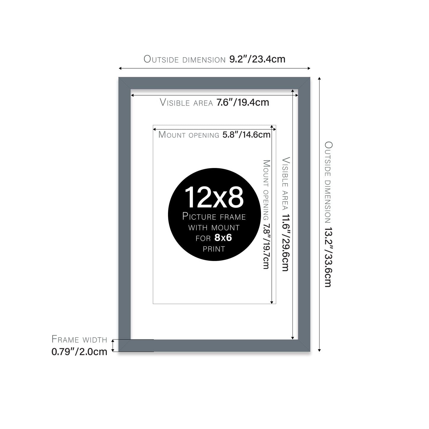 Grey Picture Frame 20mm Edge
