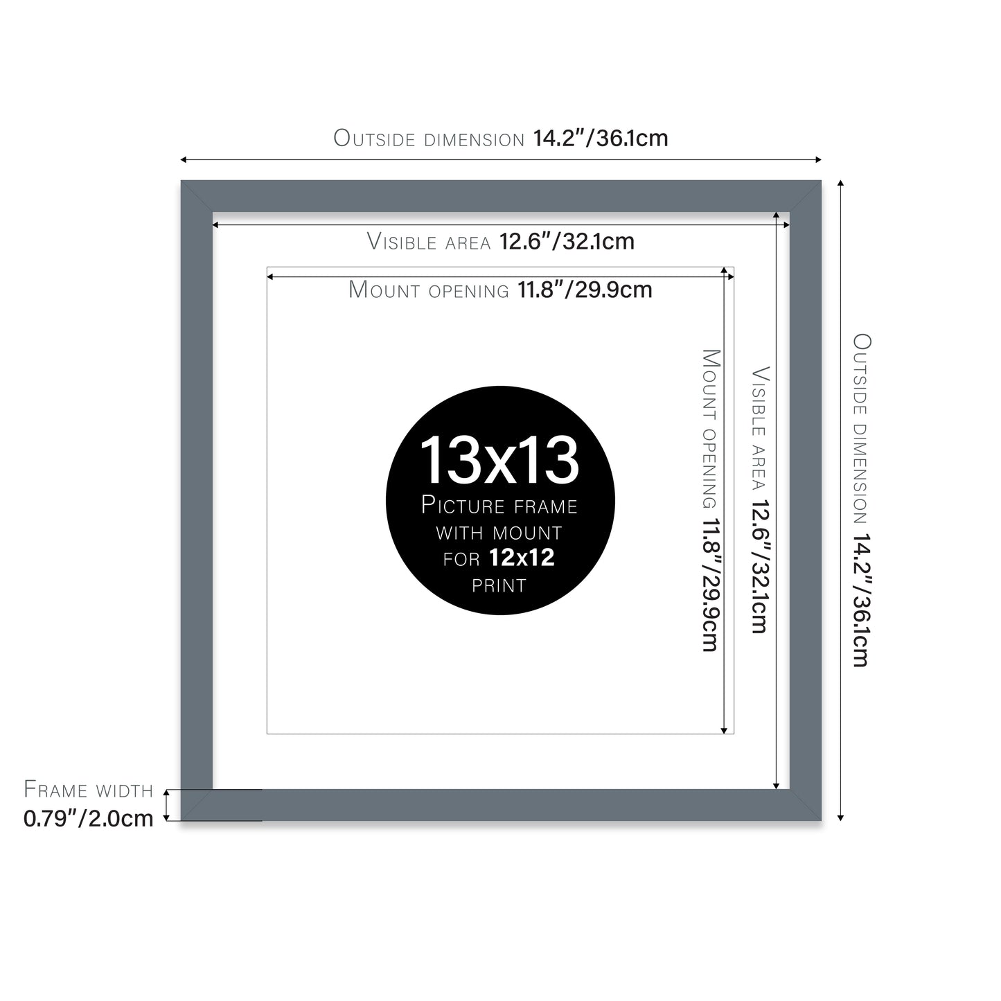 Grey Picture Frame 20mm Edge