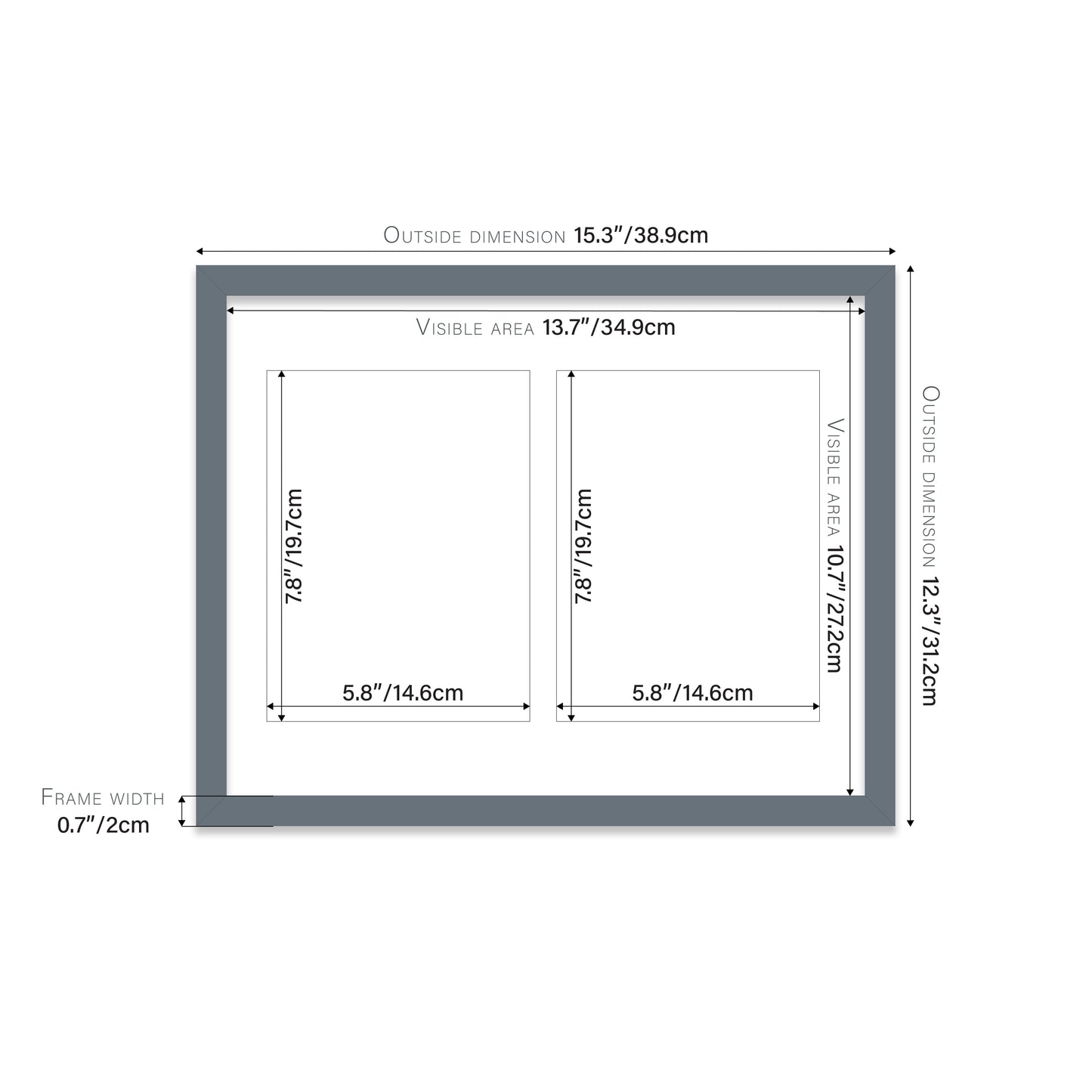 Grey Picture Frame 20mm Edge