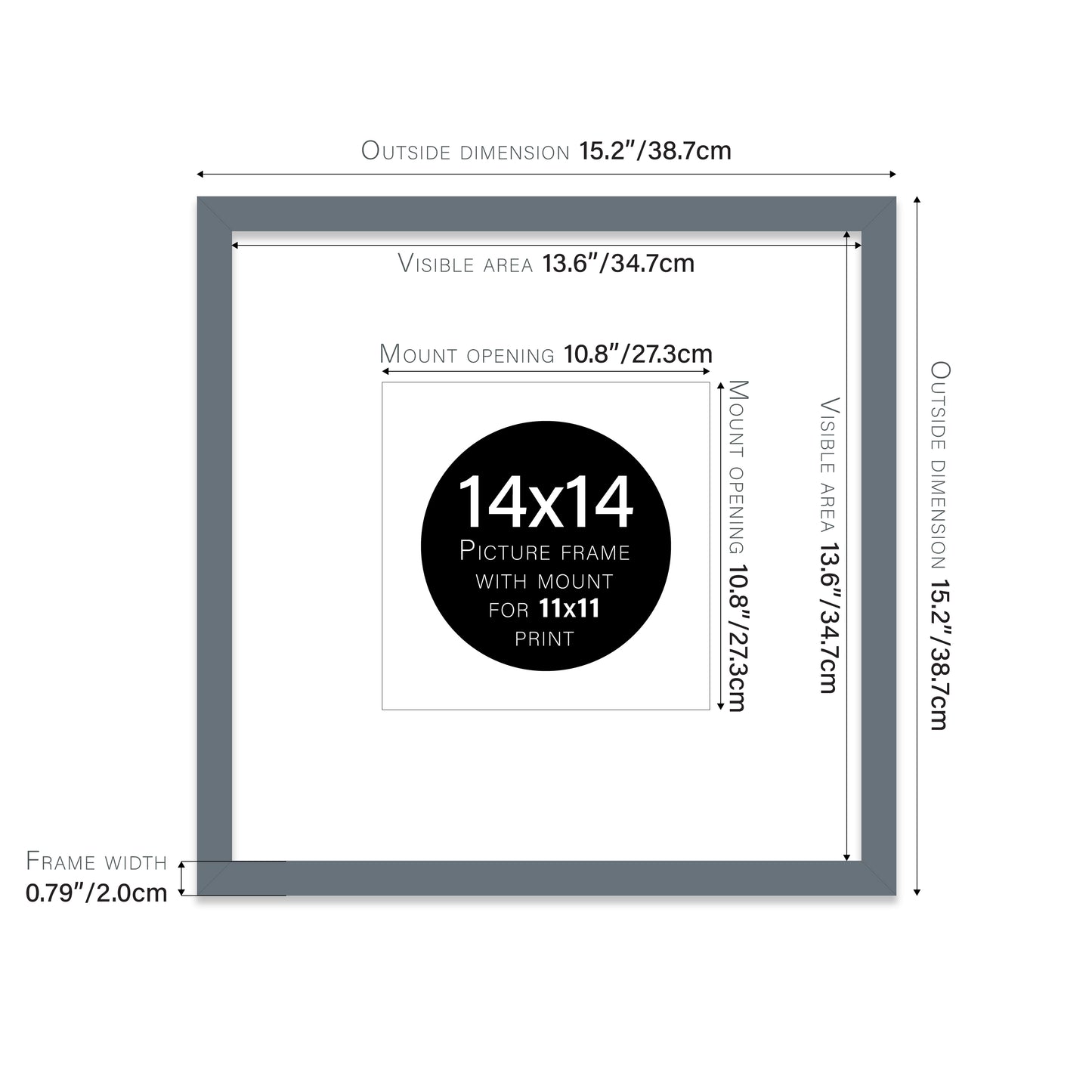 Grey Picture Frame 20mm Edge