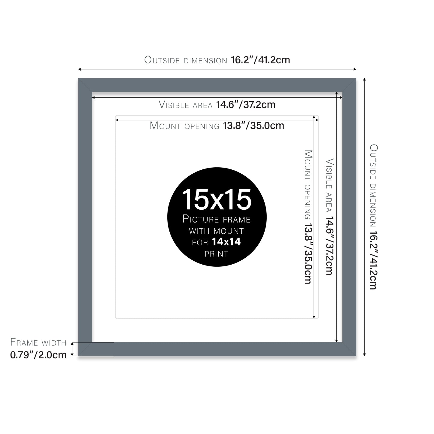 Grey Picture Frame 20mm Edge