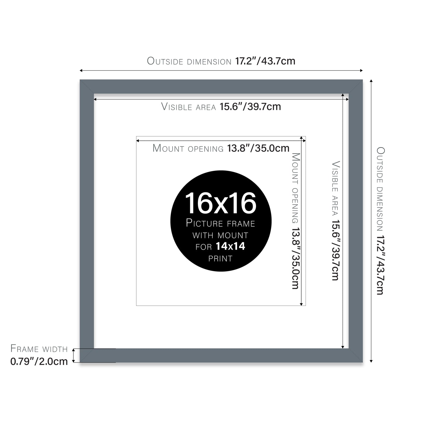 Grey Picture Frame 20mm Edge