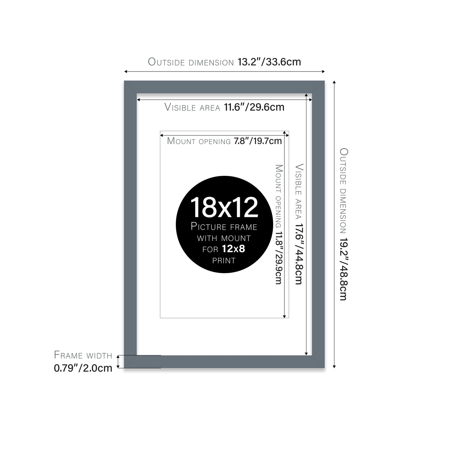Grey Picture Frame 20mm Edge