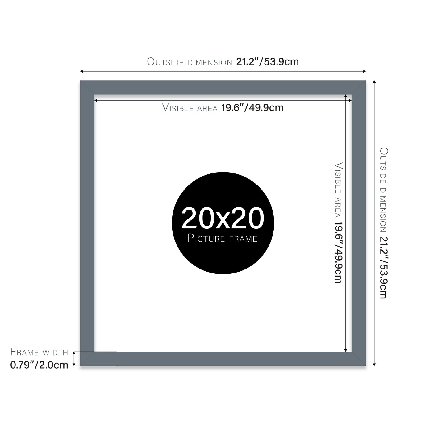 Grey 20x20" modern photo frame for retailers