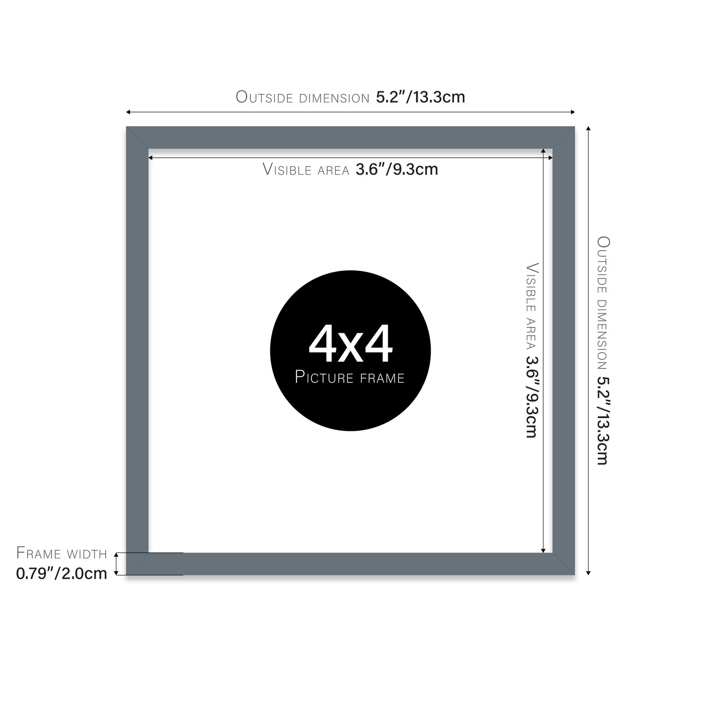 Grey 4x4" modern photo frame for retailers