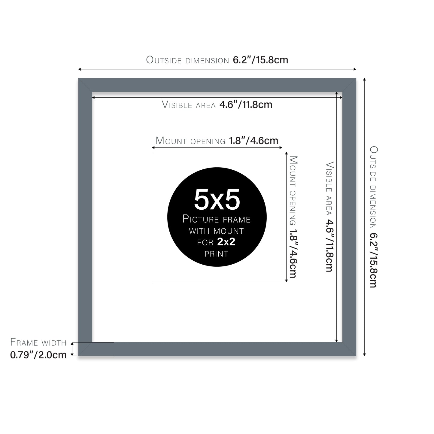 Grey Picture Frame 20mm Edge