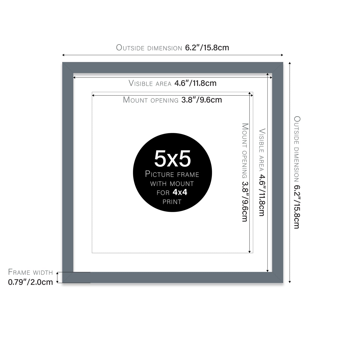 Grey Picture Frame 20mm Edge