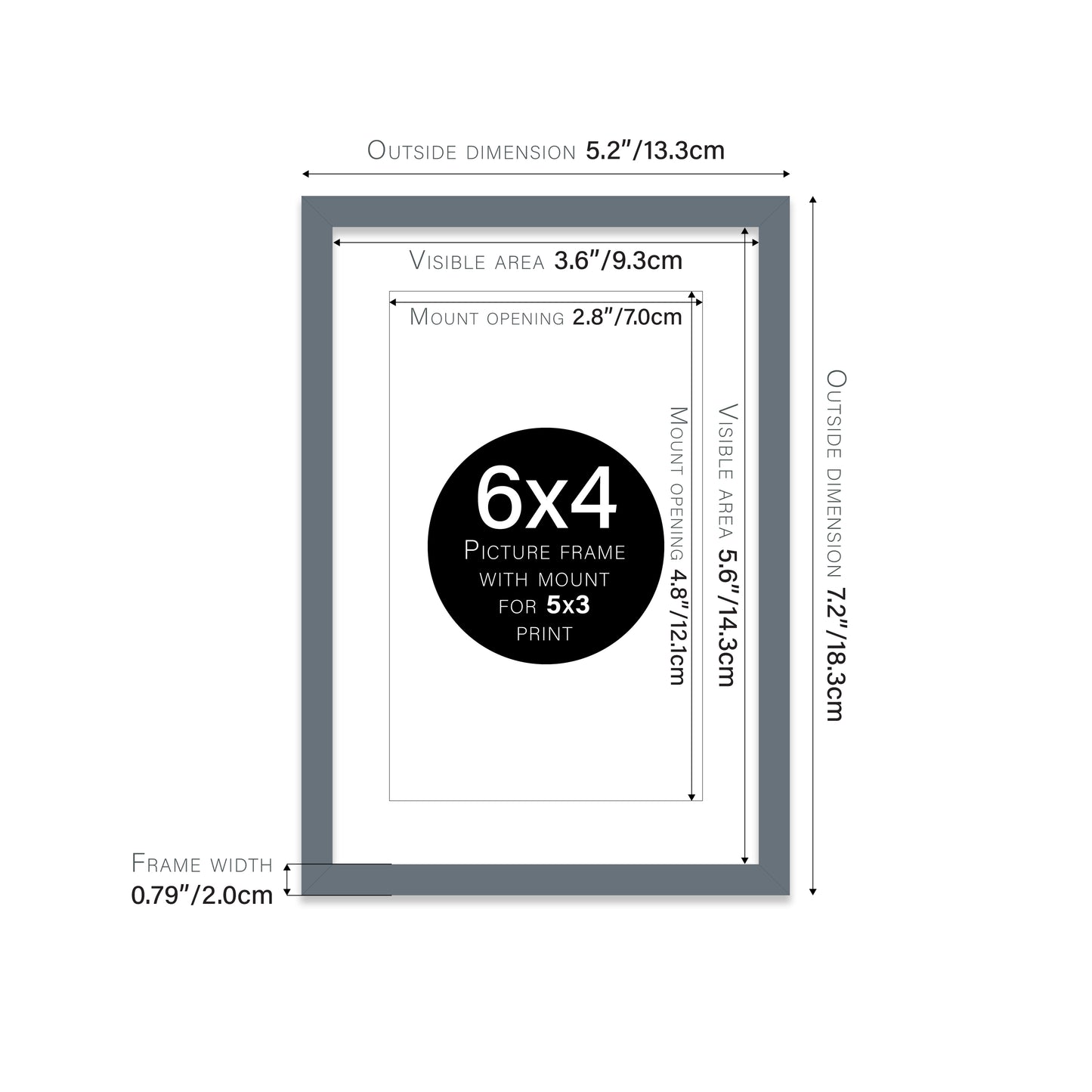 Grey Picture Frame 20mm Edge