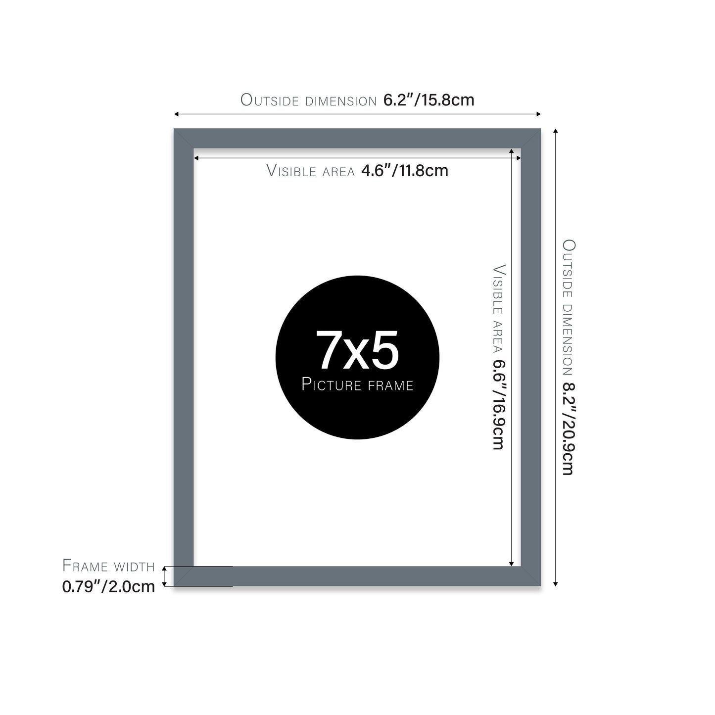 Grey Picture Frame 20mm Edge