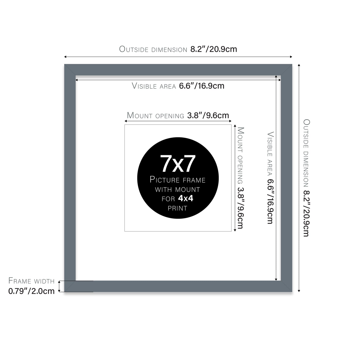 Grey Picture Frame 20mm Edge