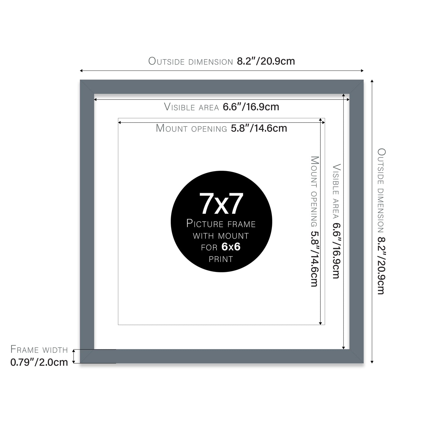 Grey Picture Frame 20mm Edge