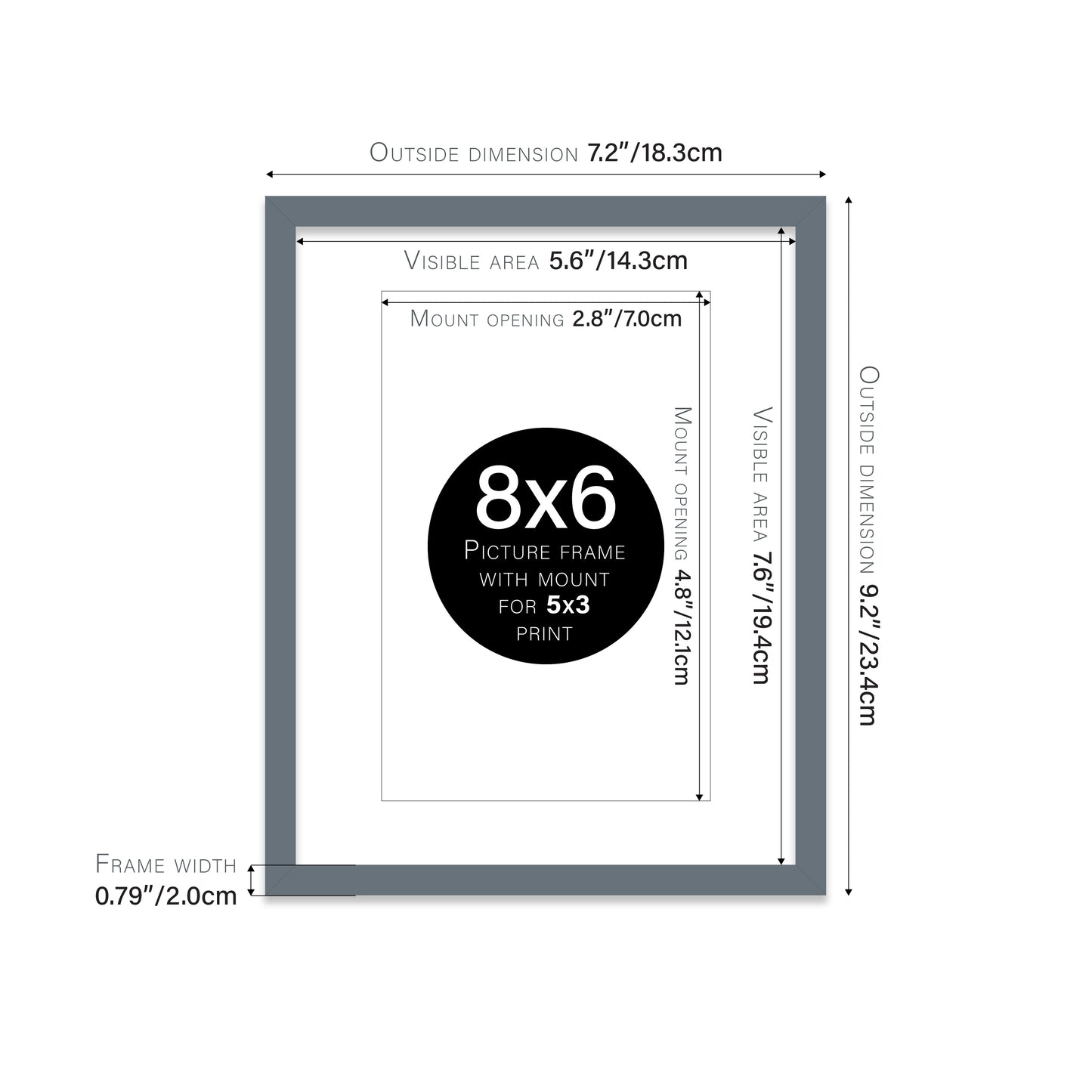 Grey Picture Frame 20mm Edge