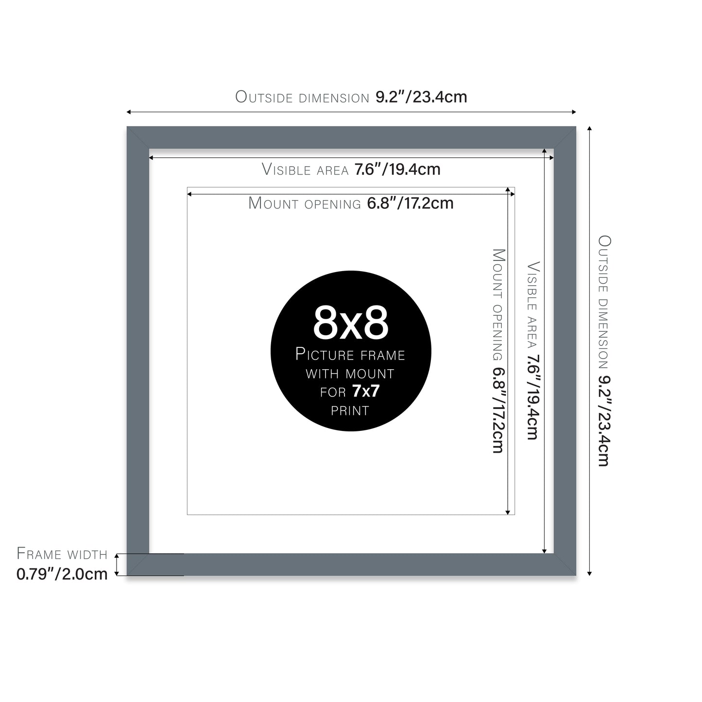 Grey Picture Frame 20mm Edge