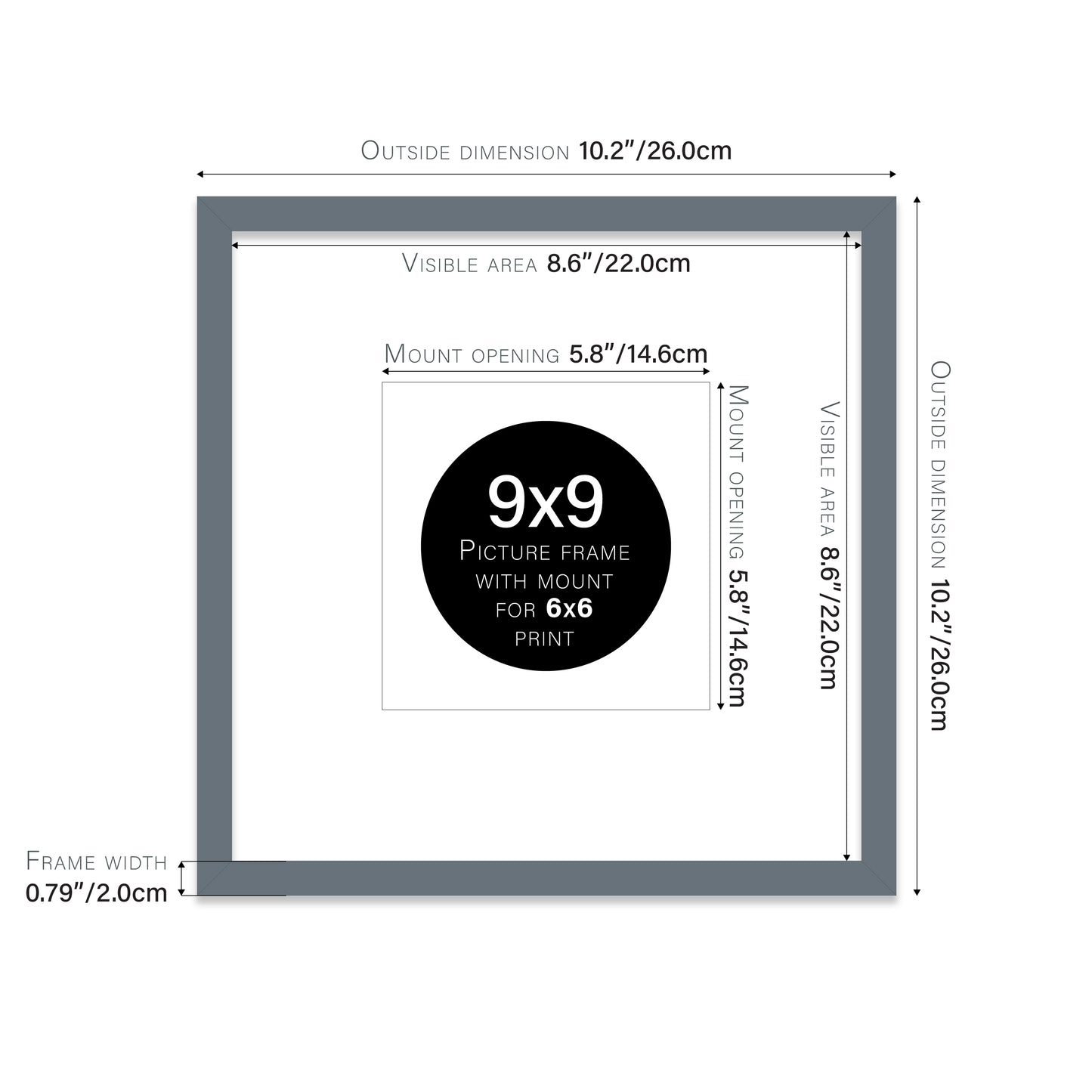 Grey Picture Frame 20mm Edge