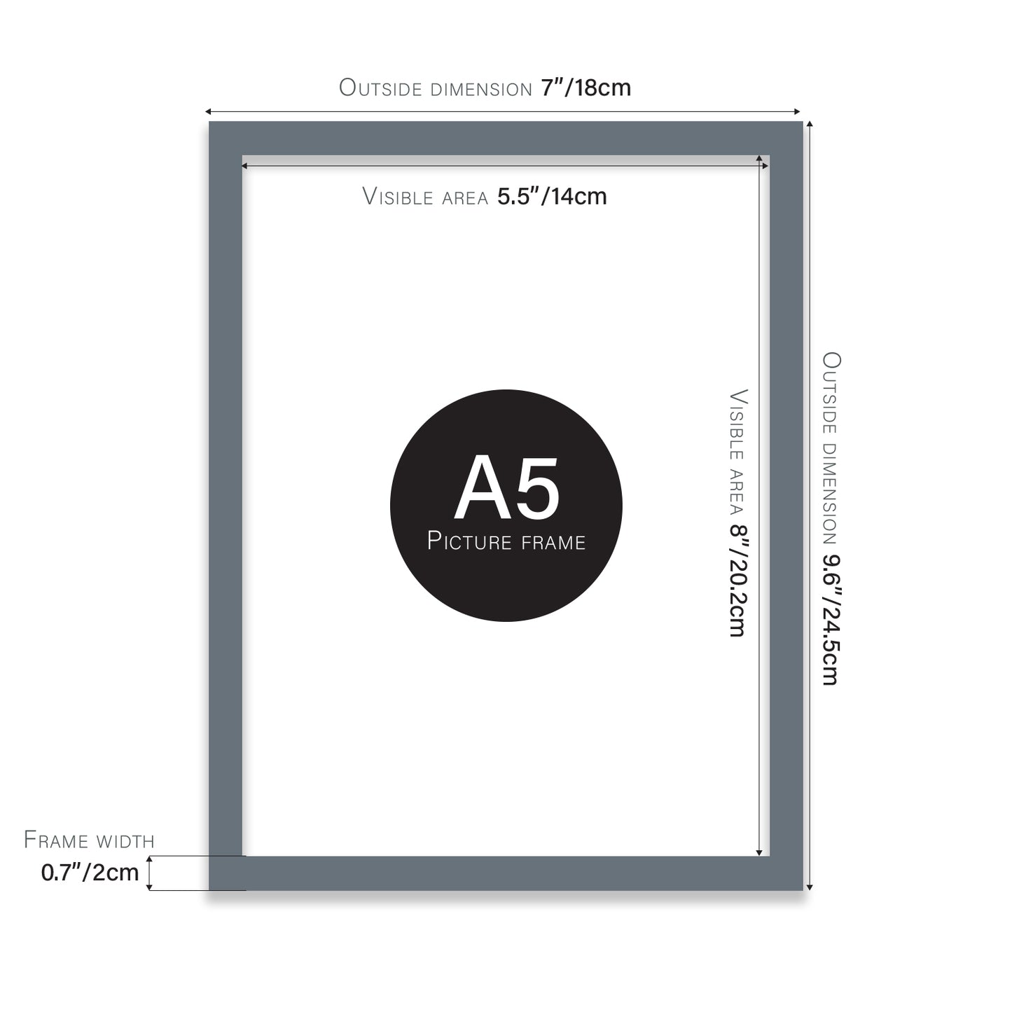Grey A5 bulk photo frames