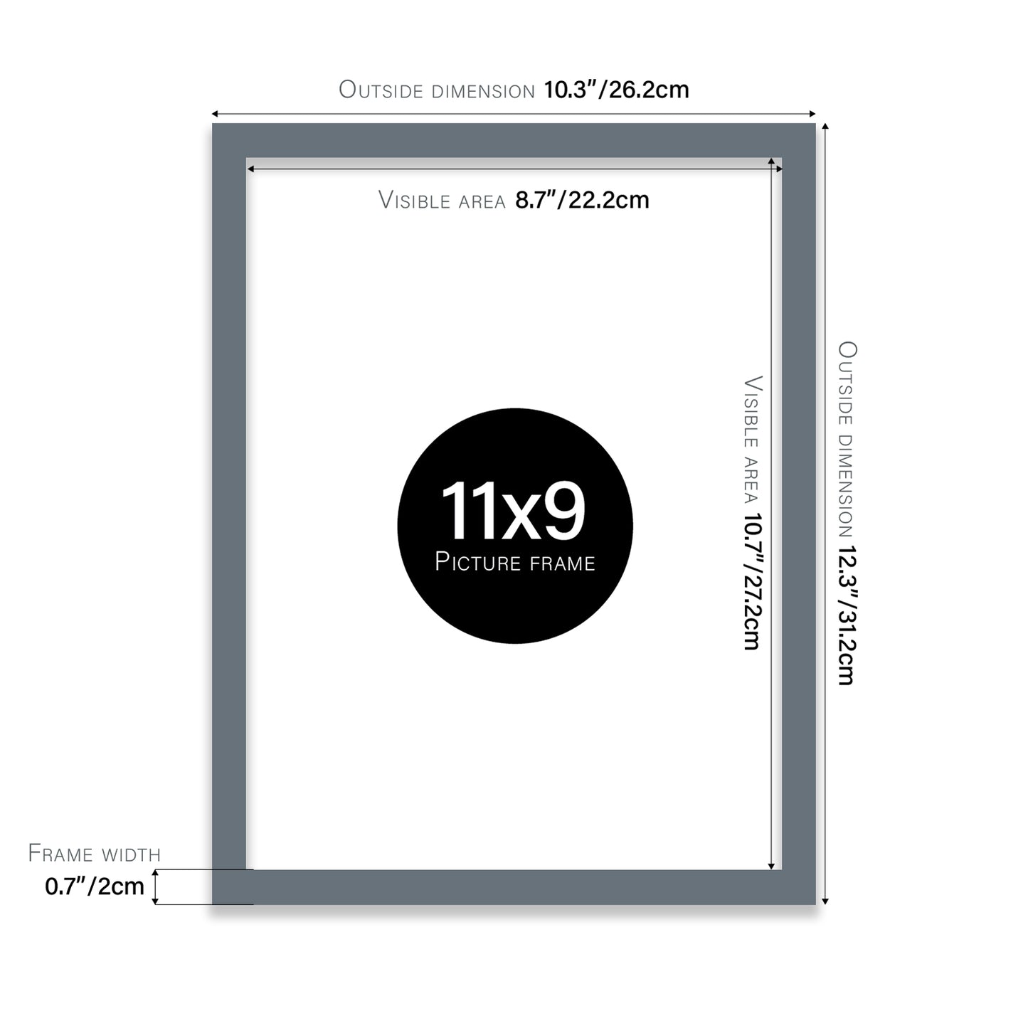 Grey 11x9" UK made picture frames