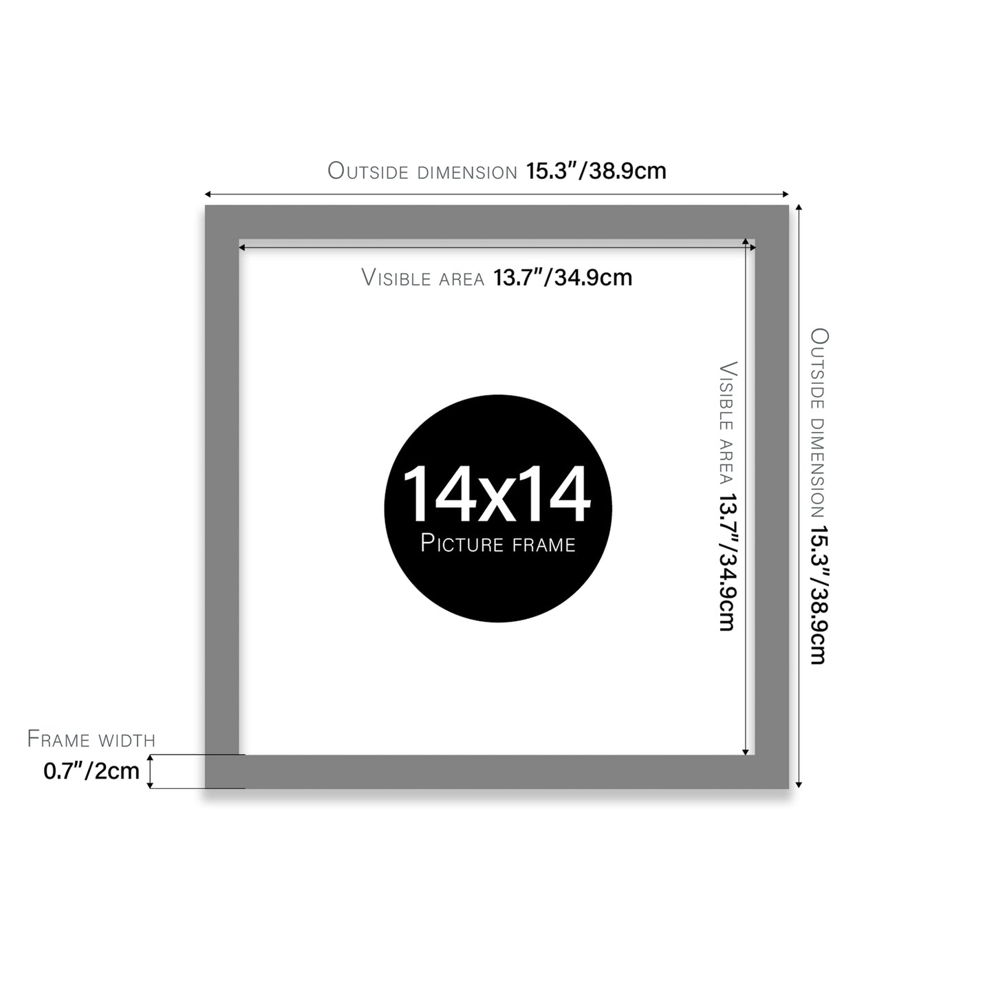 Grey 14x14" bulk photo frames