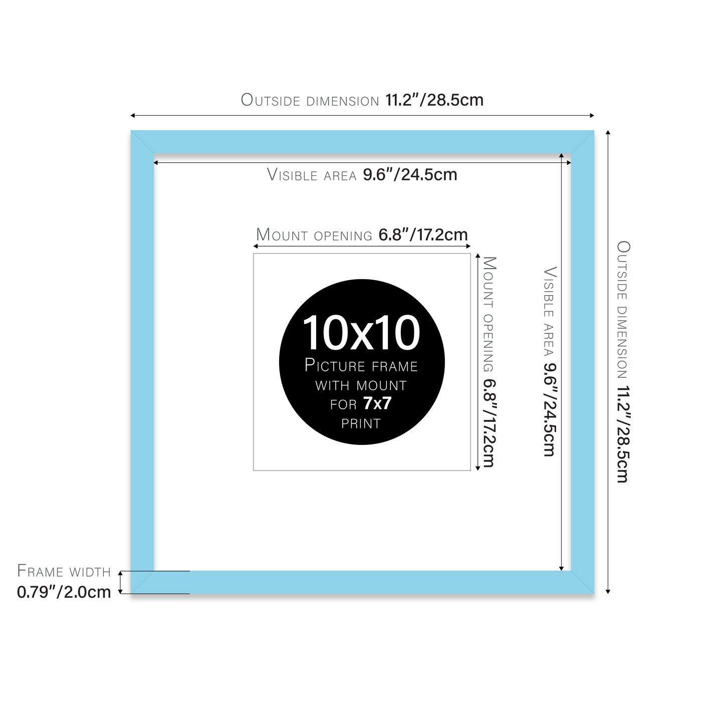 Light Blue Picture Frame 20mm Edge
