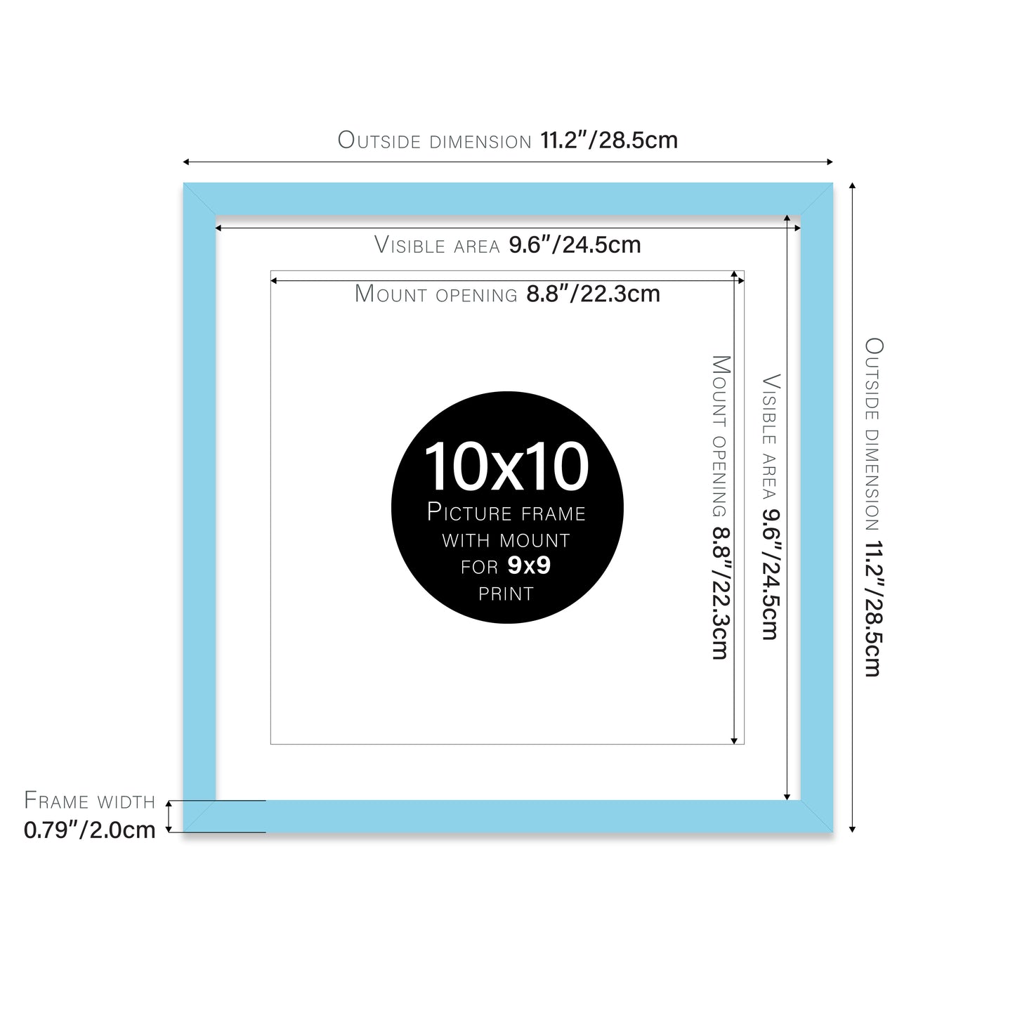 Light Blue Picture Frame 20mm Edge