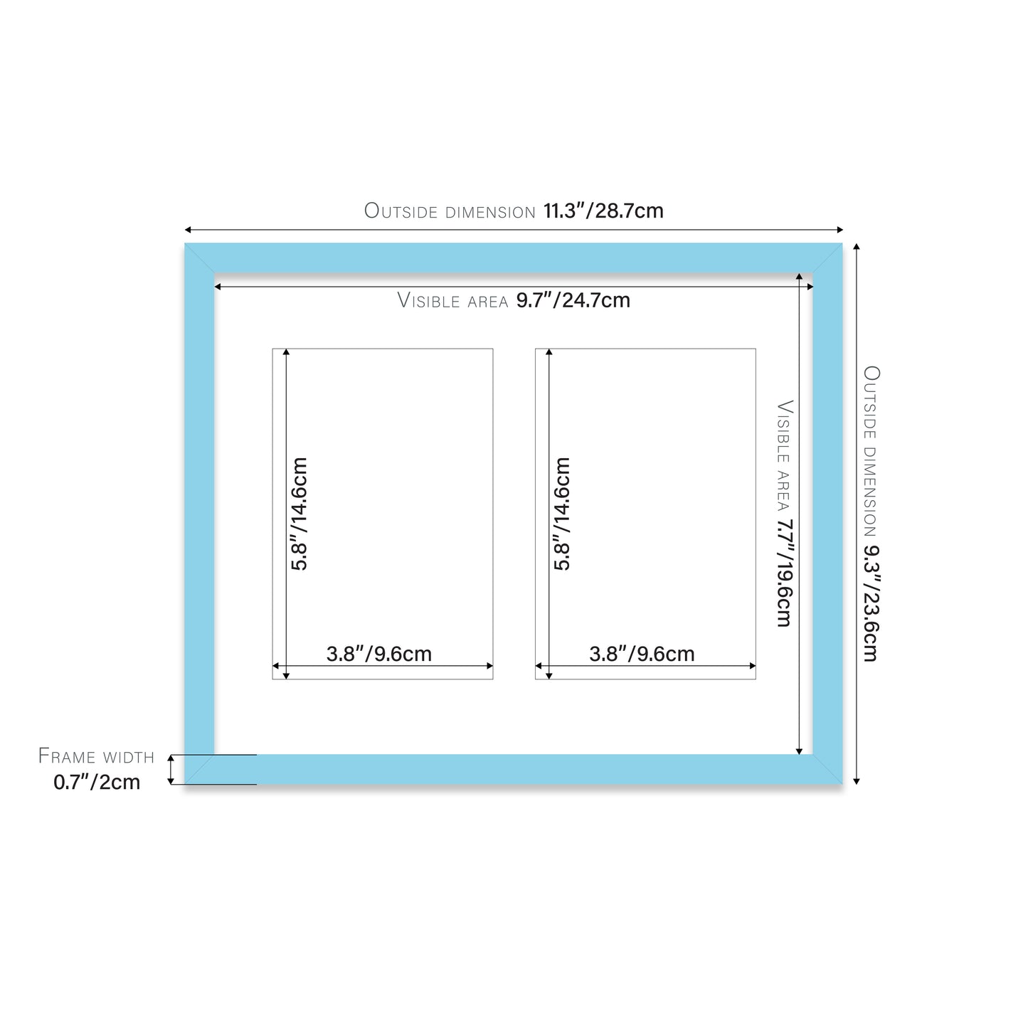 Light Blue Picture Frame 20mm Edge