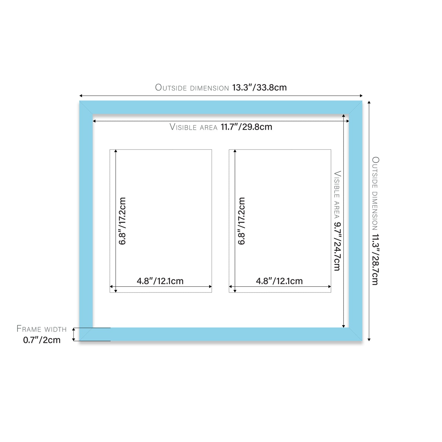 Light Blue Picture Frame 20mm Edge