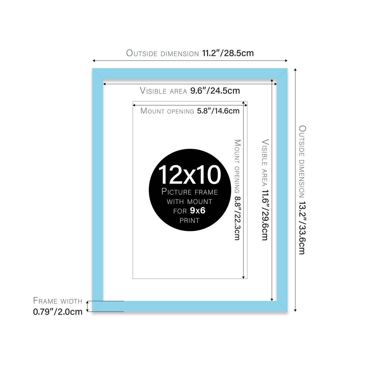 Light Blue Picture Frame 20mm Edge