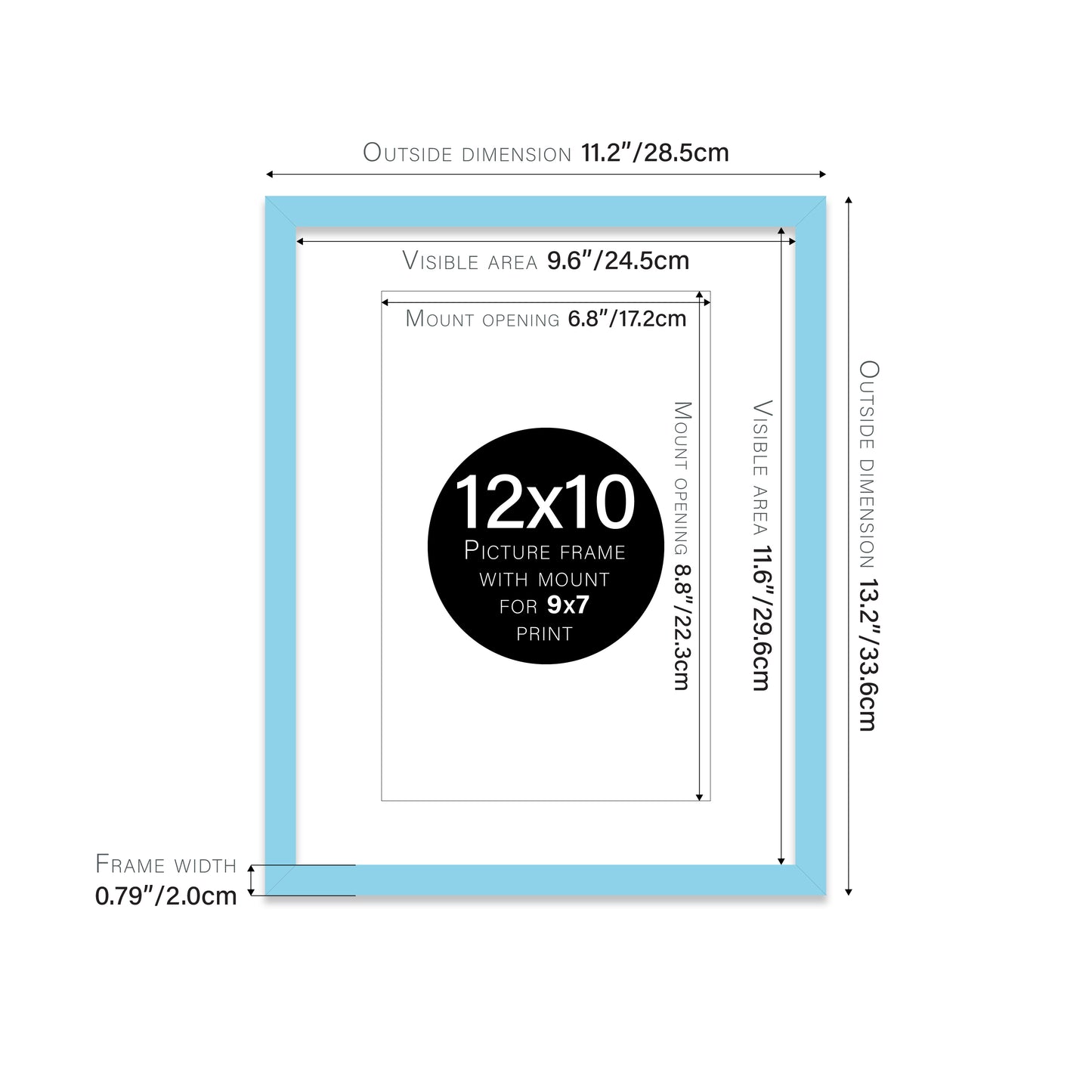 Light Blue Picture Frame 20mm Edge