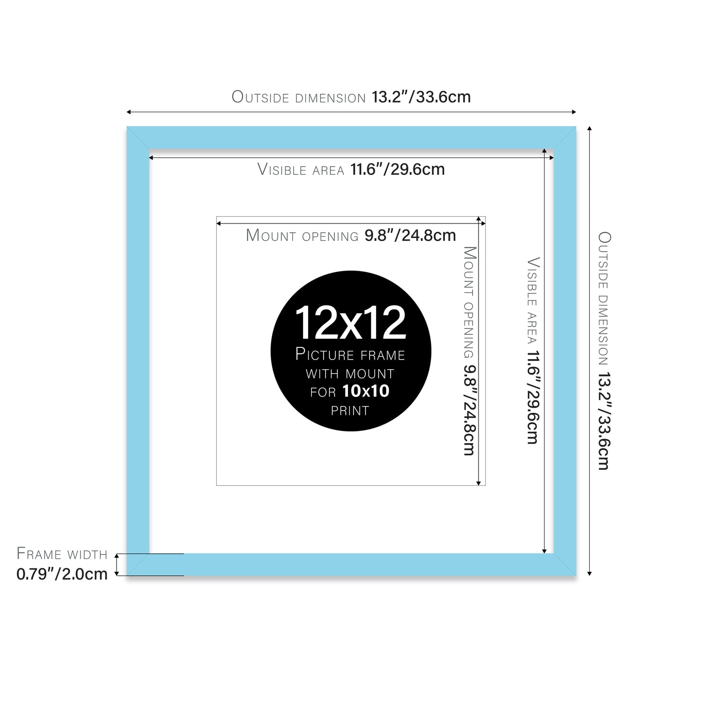 Light Blue Picture Frame 20mm Edge