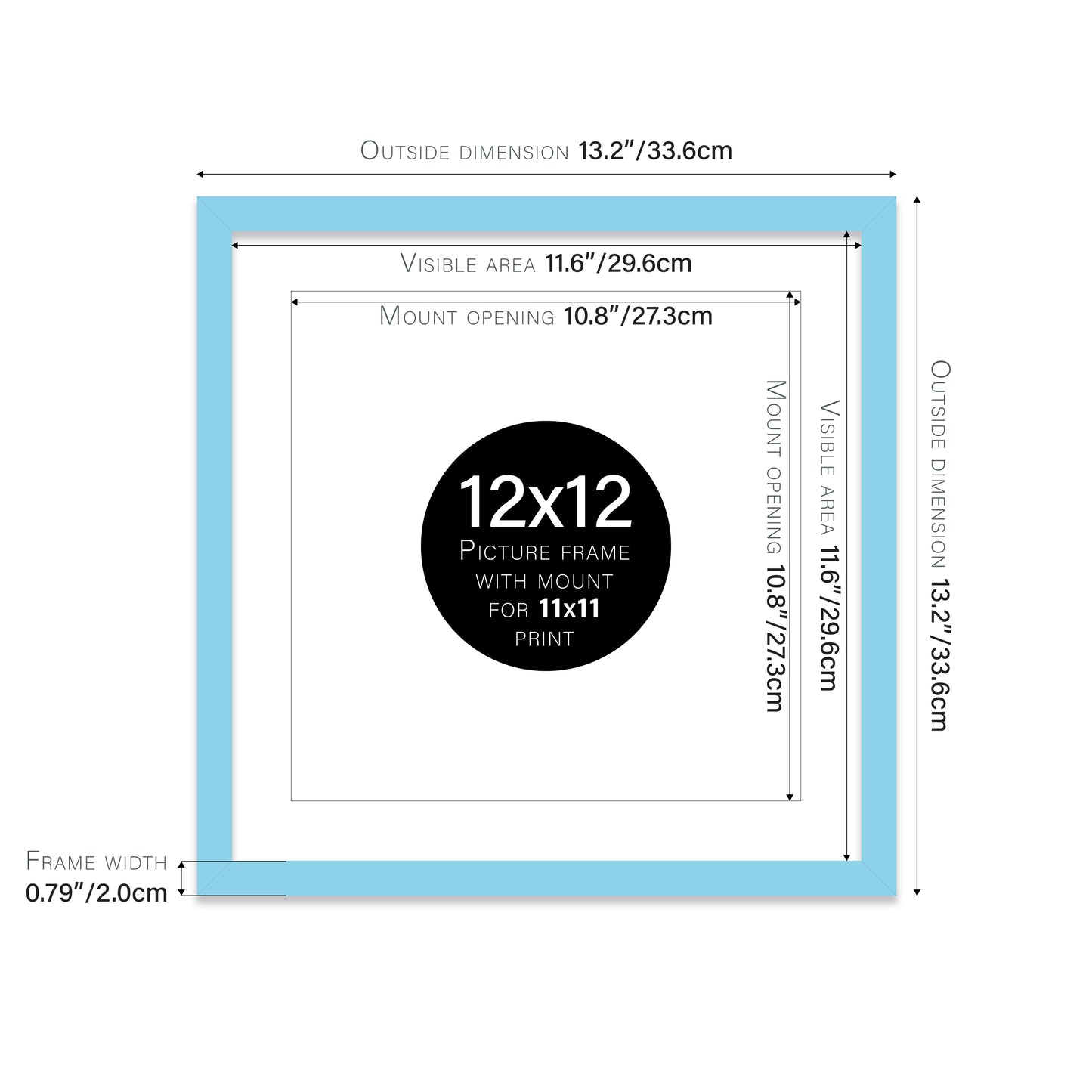 Light Blue Picture Frame 20mm Edge
