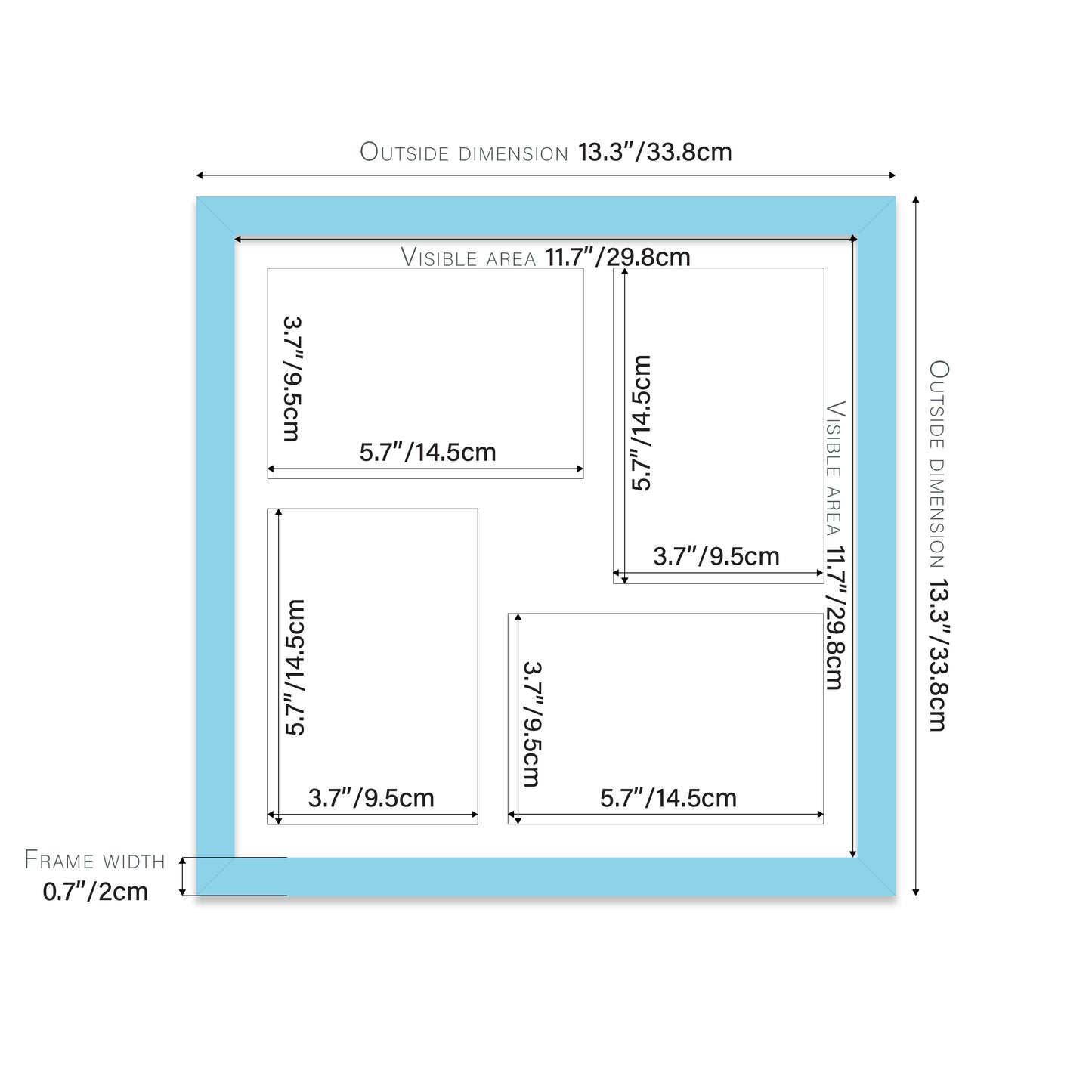Light Blue Picture Frame 20mm Edge