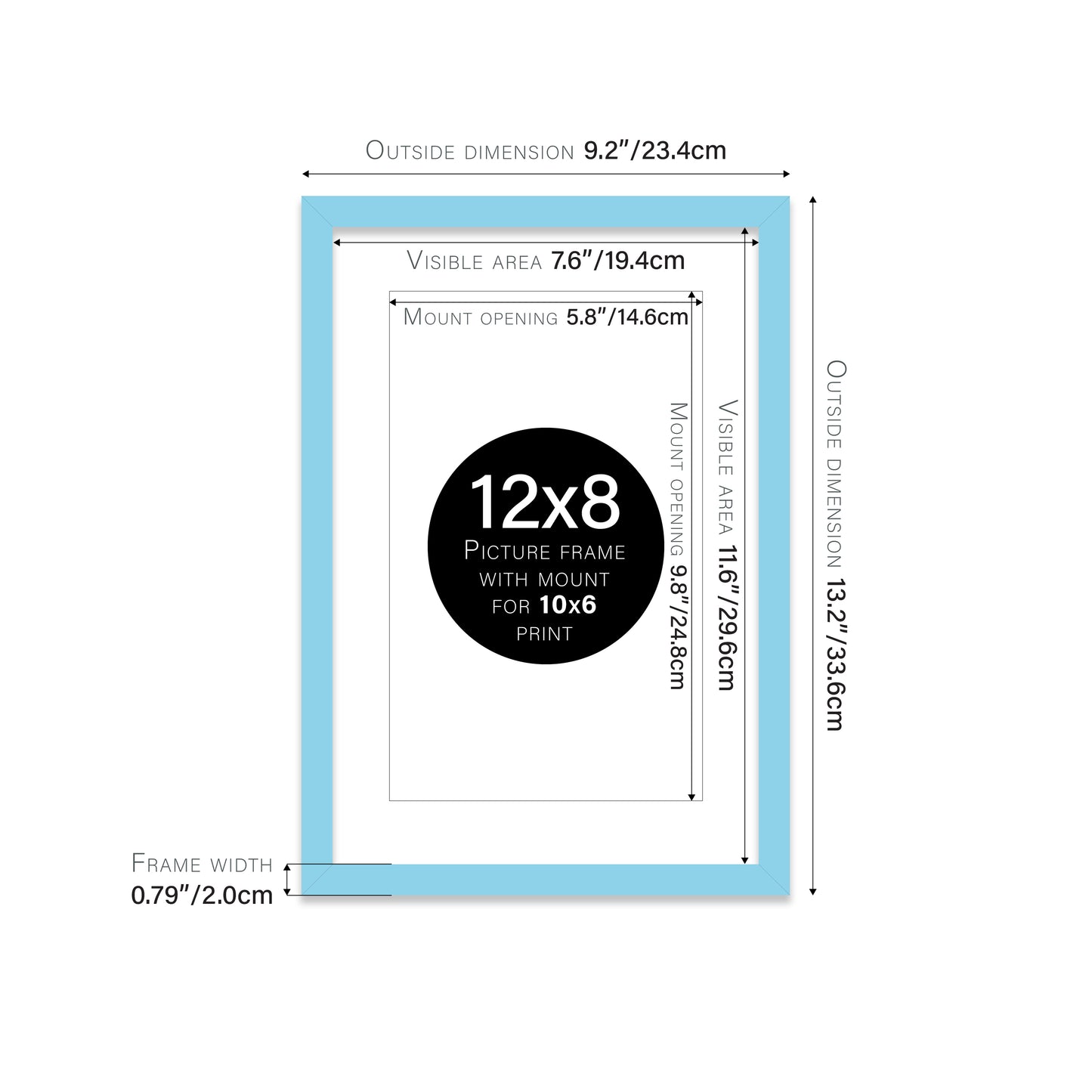 Light Blue Picture Frame 20mm Edge