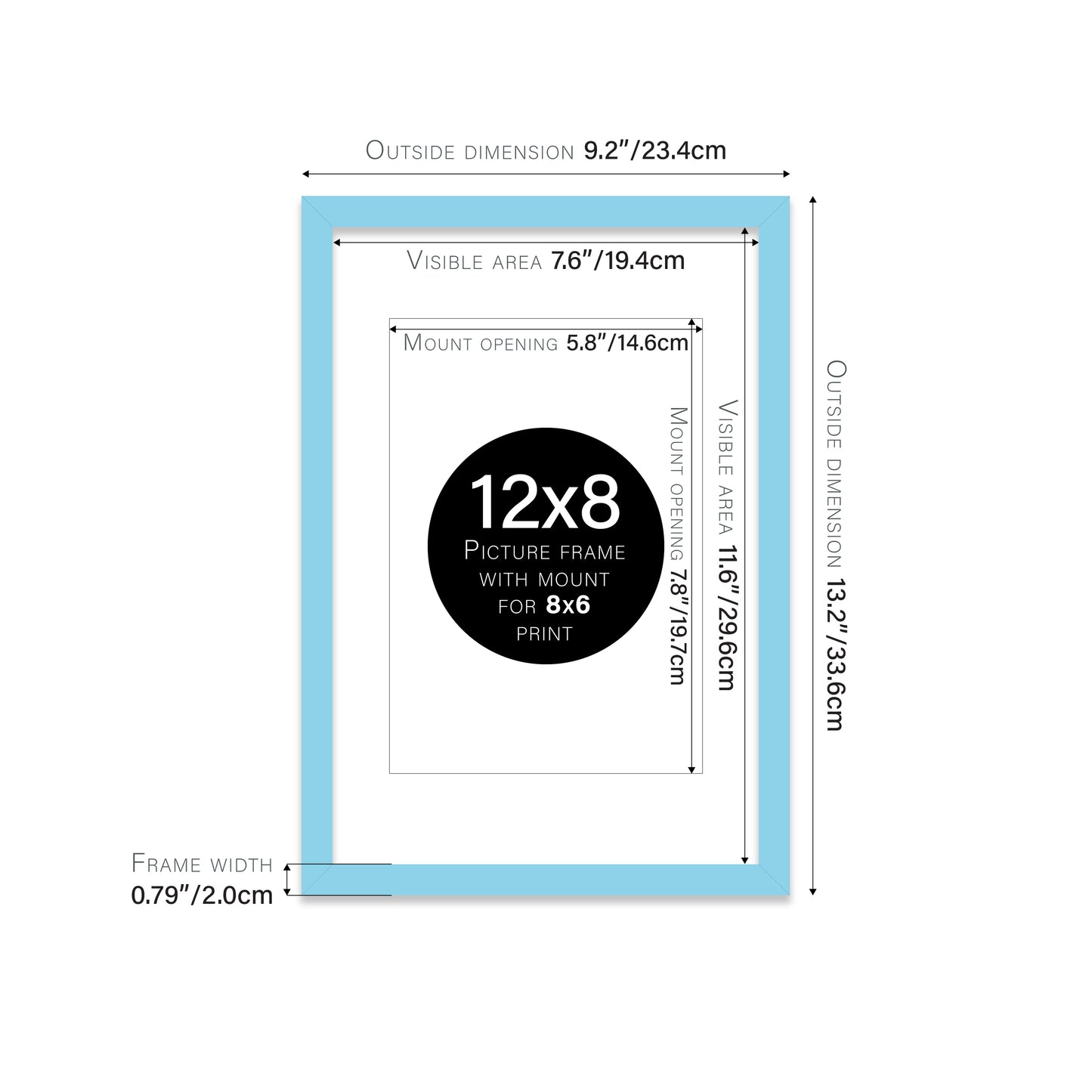 Light Blue Picture Frame 20mm Edge
