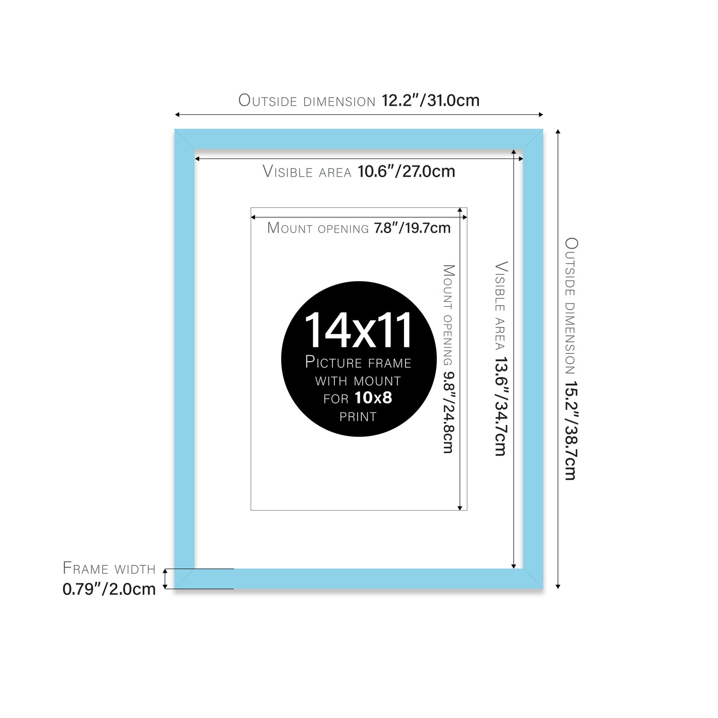 Light Blue Picture Frame 20mm Edge