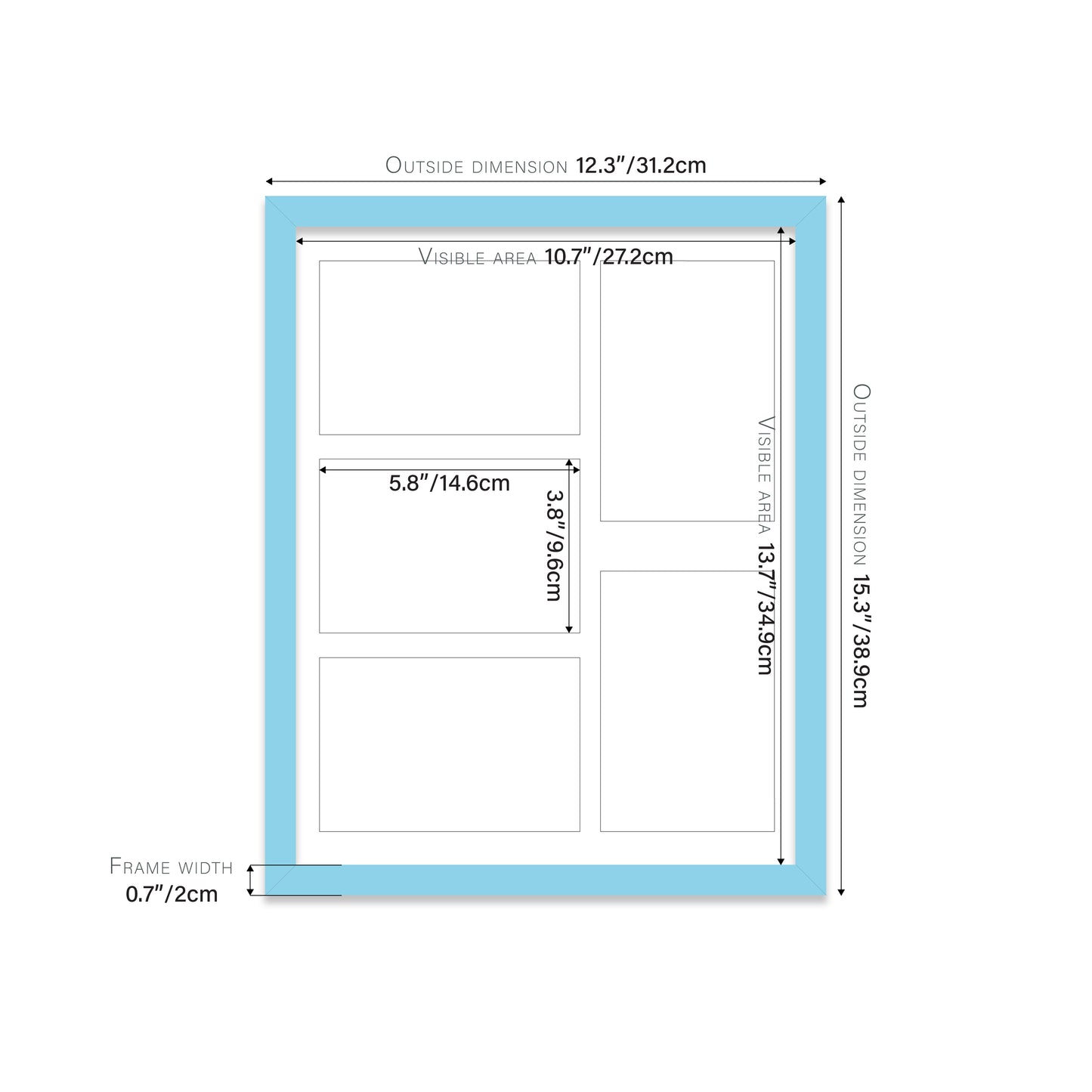 Light Blue Picture Frame 20mm Edge