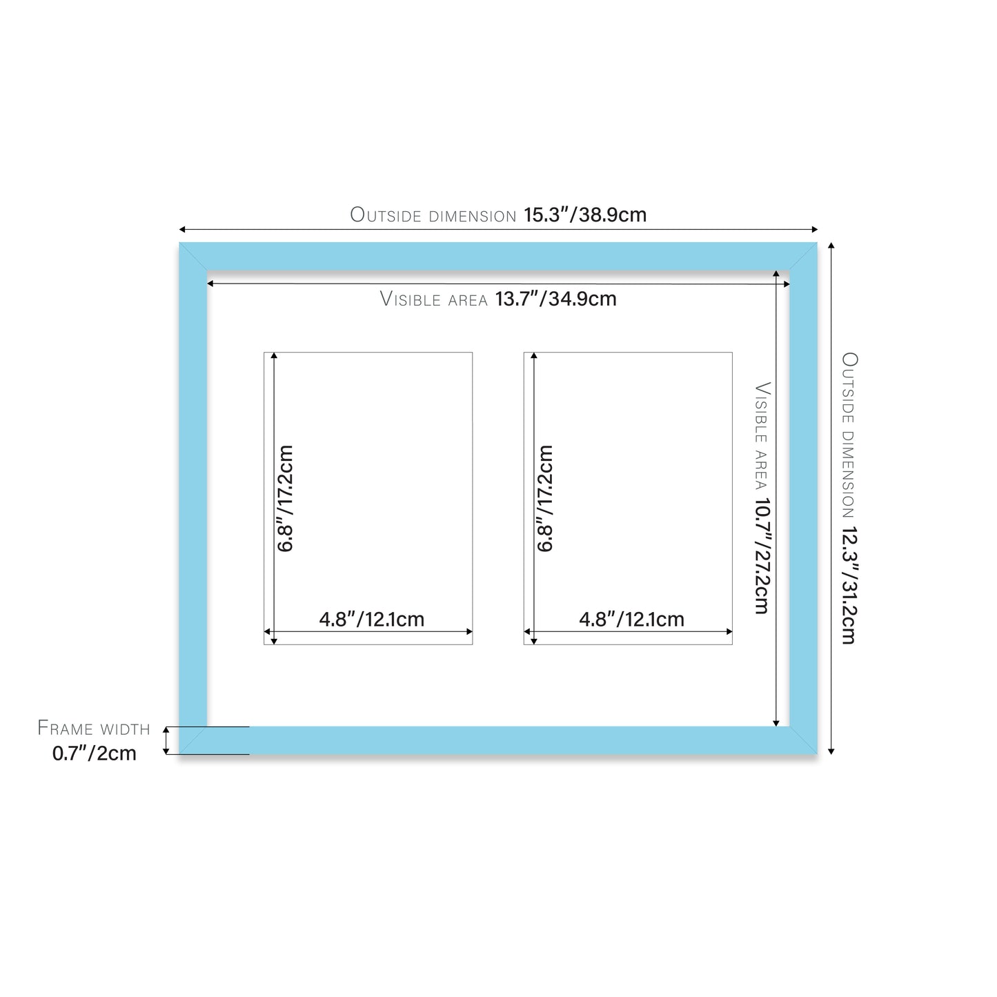 Light Blue Picture Frame 20mm Edge