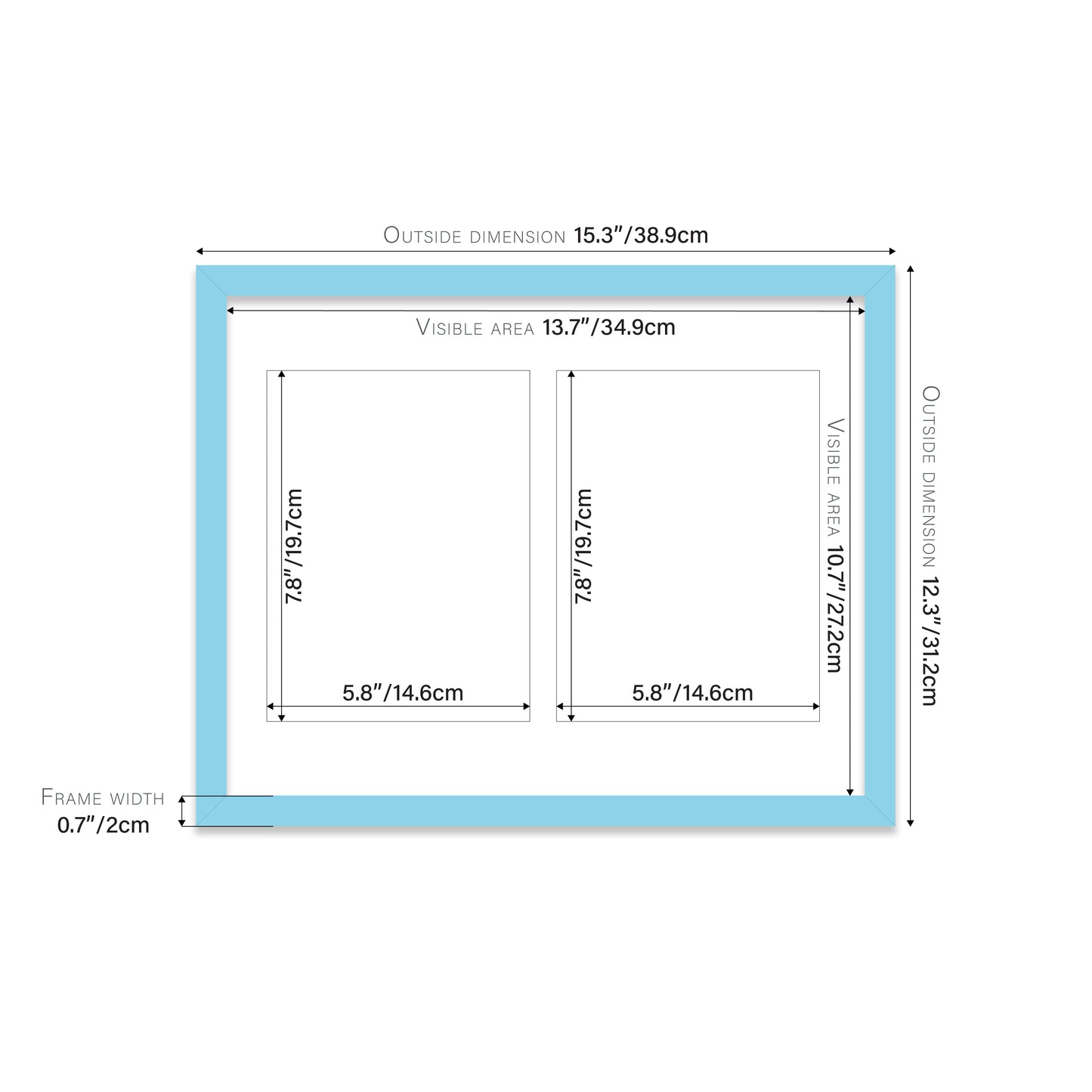 Light Blue Picture Frame 20mm Edge