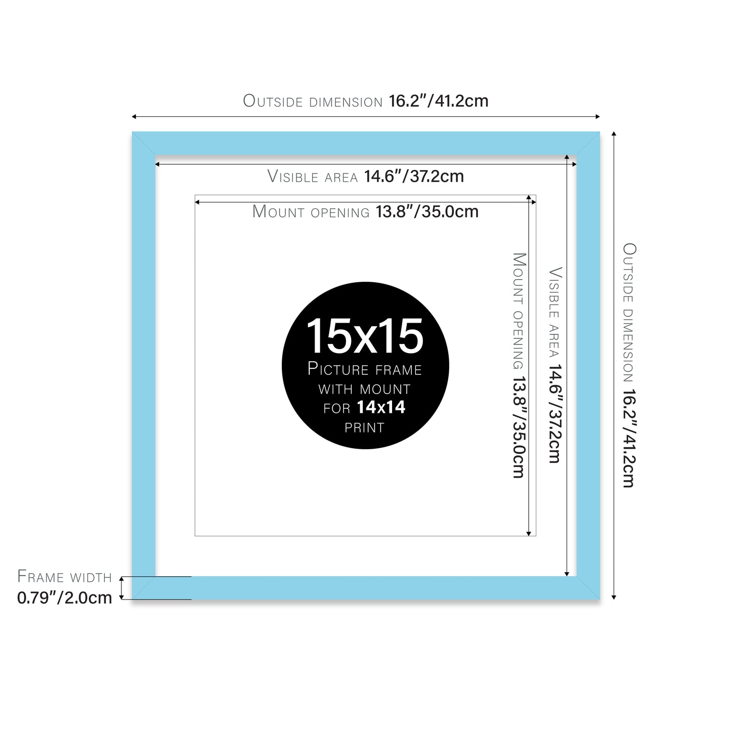 Light Blue Picture Frame 20mm Edge