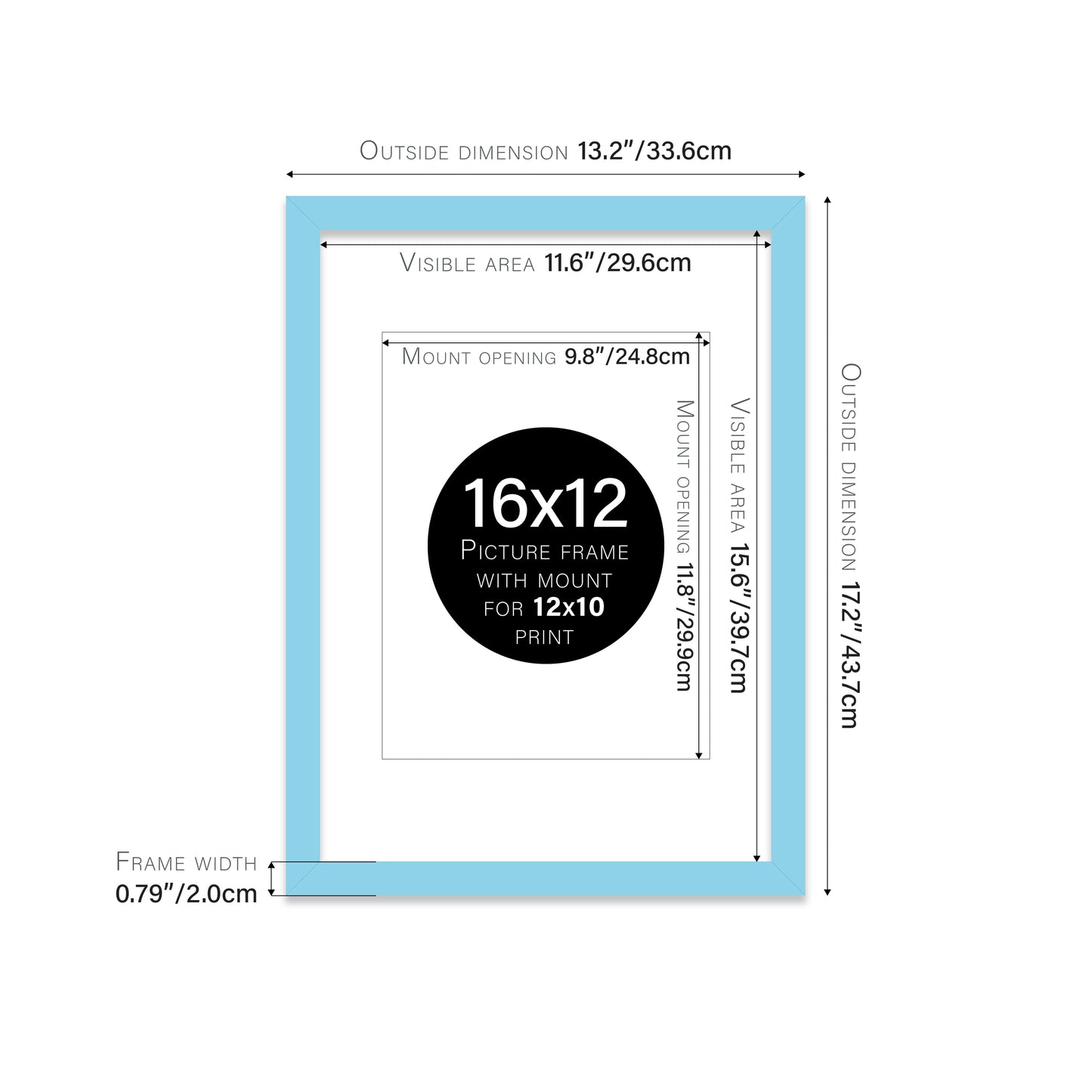 Light Blue Picture Frame 20mm Edge
