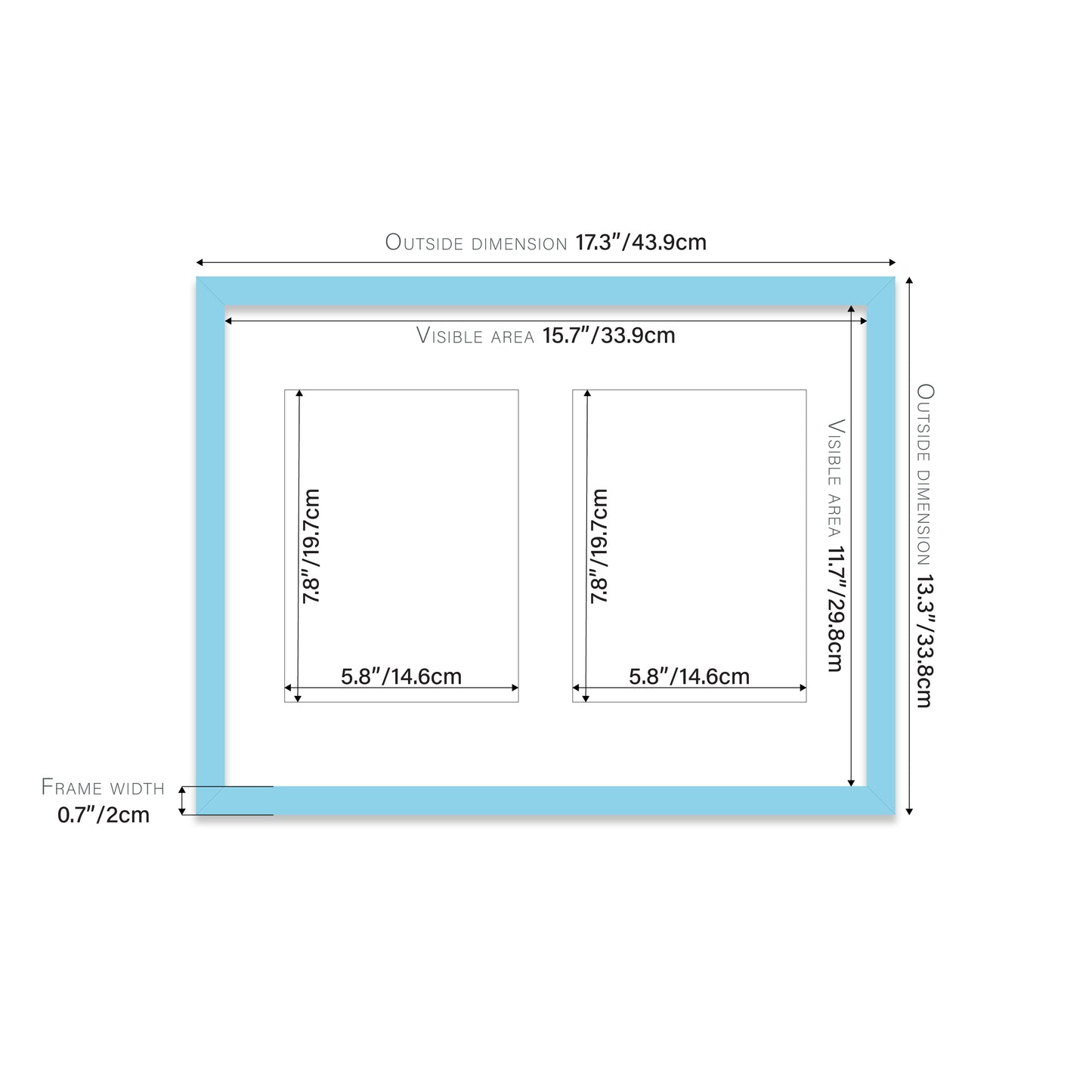 Light Blue Picture Frame 20mm Edge