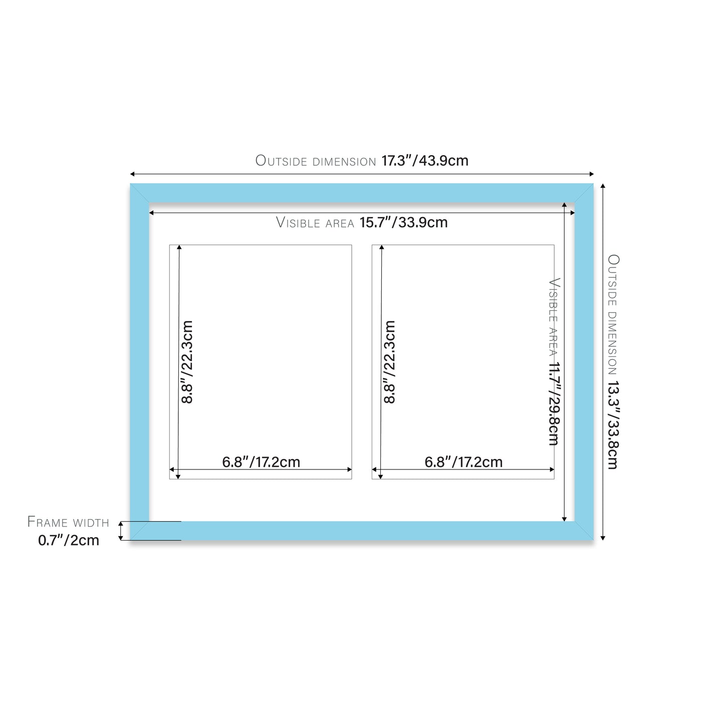 Light Blue Picture Frame 20mm Edge
