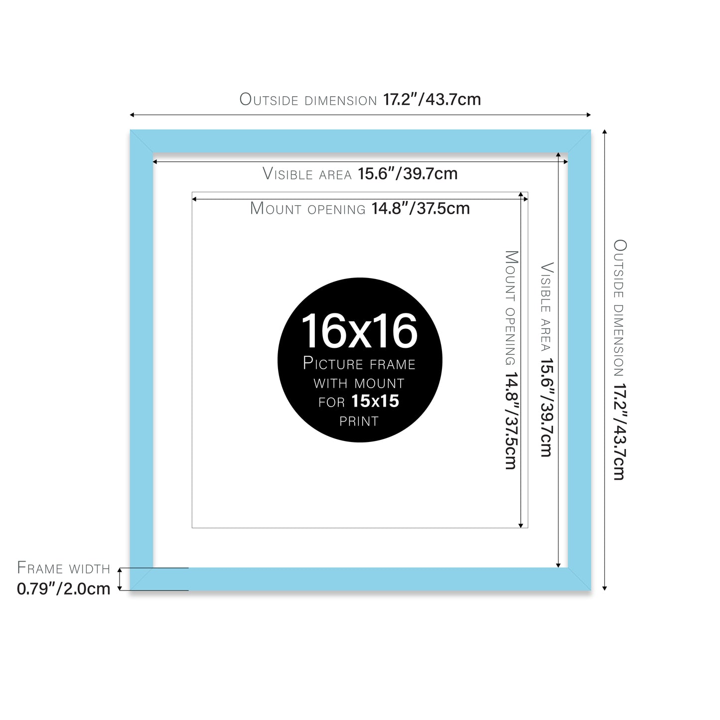 Light Blue Picture Frame 20mm Edge