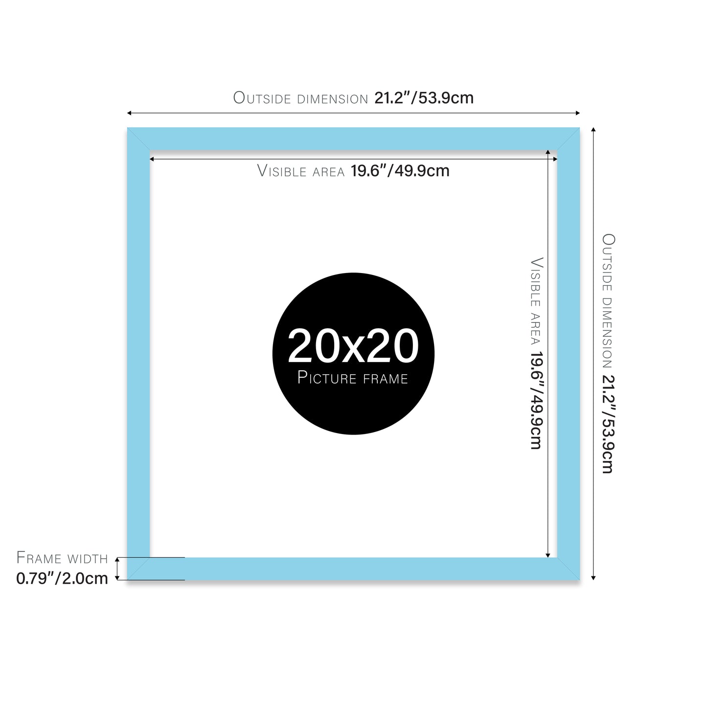 Light Blue 20x20" modern photo frame for retailers