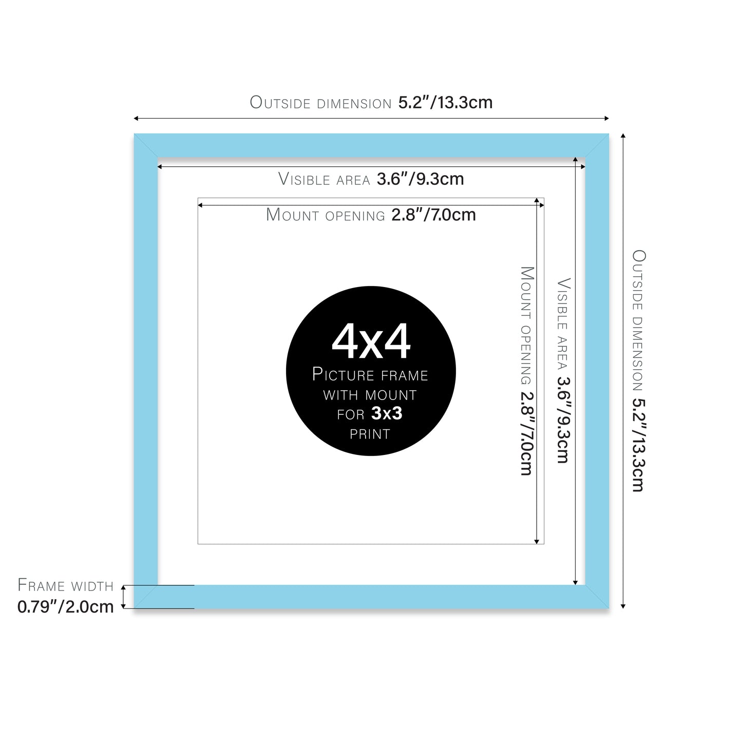 Light Blue Picture Frame 20mm Edge
