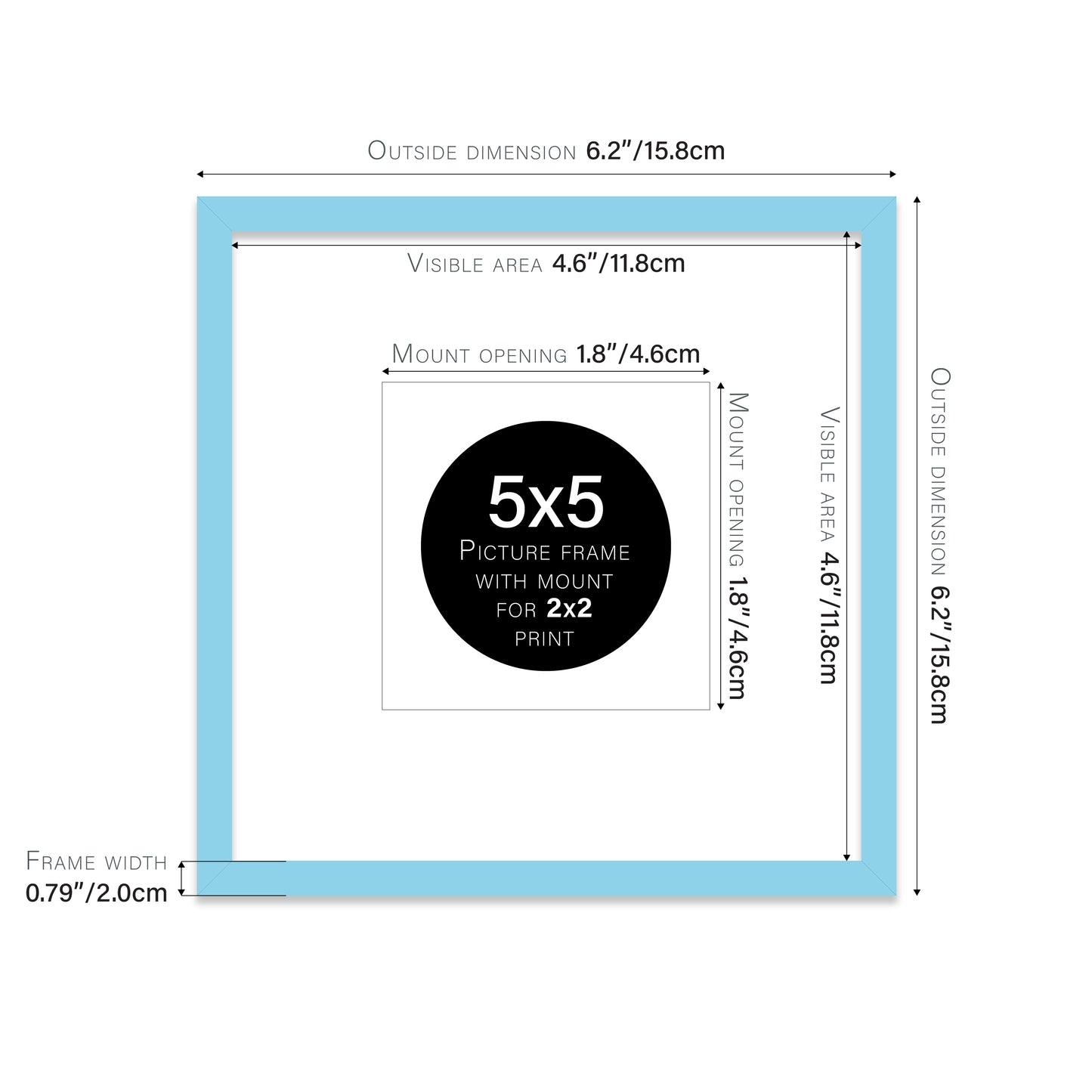 Light Blue Picture Frame 20mm Edge