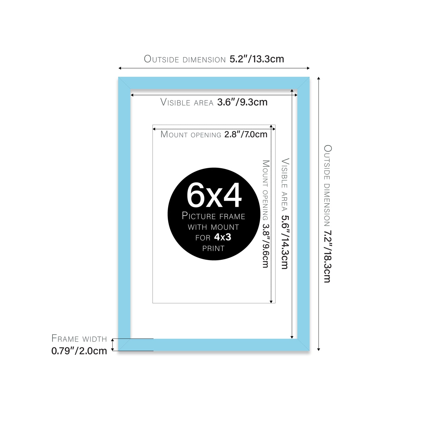 Light Blue Picture Frame 20mm Edge