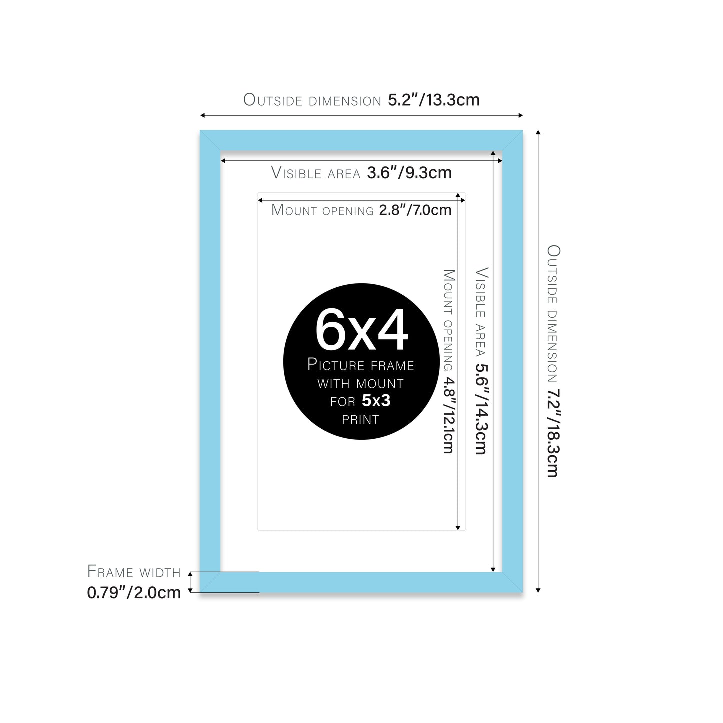 Light Blue Picture Frame 20mm Edge