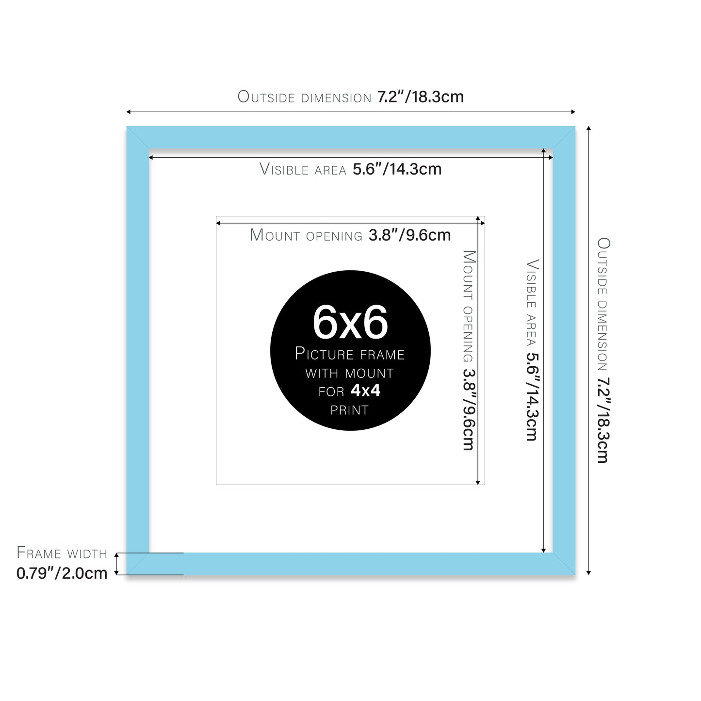 Light Blue Picture Frame 20mm Edge