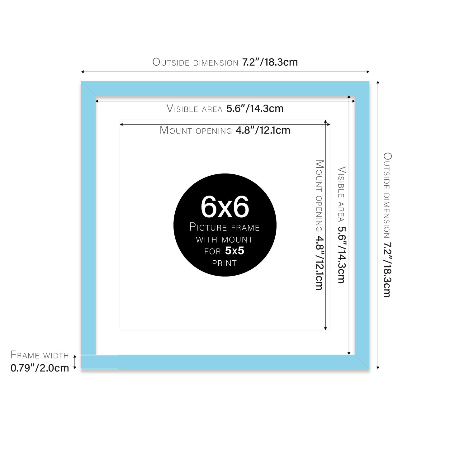 Light Blue Picture Frame 20mm Edge
