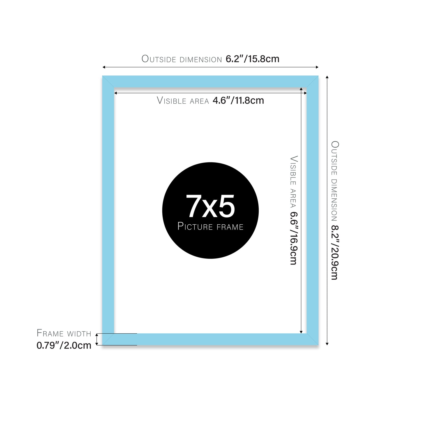 Light Blue Picture Frame 20mm Edge